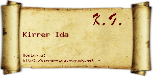 Kirrer Ida névjegykártya